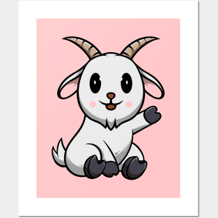 Cute Goat Smiling Posters and Art